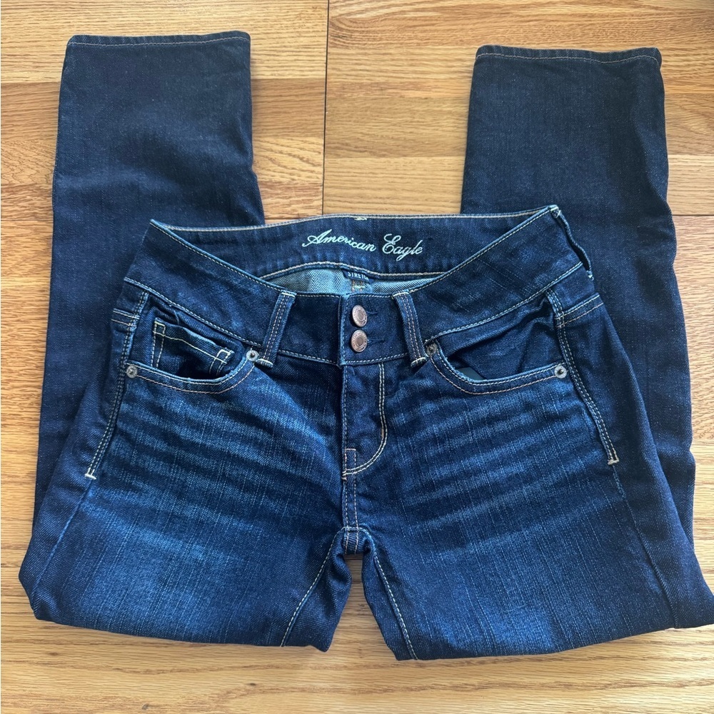 American Eagle Deep Indigo Stretch Artist Jeans Comfort Slight Distressing SZ 00